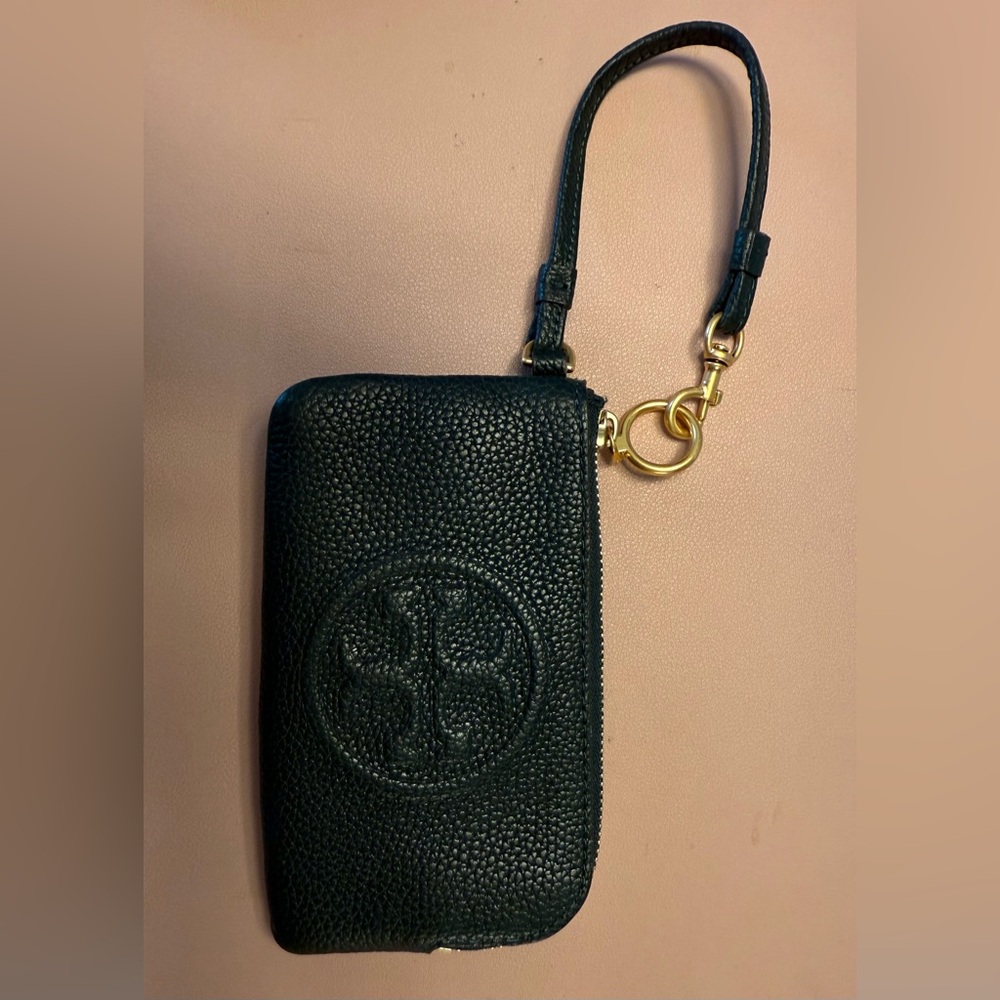 Tory Burch dark green Wristlet